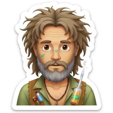 Dirty hippie doing drugs sticker