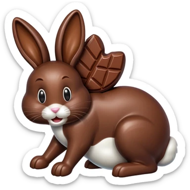Chocolate Easter bunny with a bite taken out of its rear end sticker