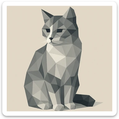 a cat, polygonal low-poly style illustration sticker