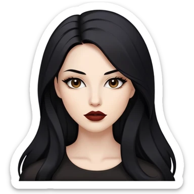 "- Nữ
- 30 tuổi
- Da trắng
- Tóc đen, dài (ngôi giữa)
- Mặt bình thường, mặt dài, cằm nhọn
- Slay, môi màu nâu nhạt sticker