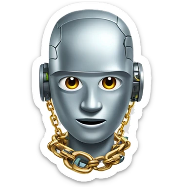 a robot with a tennis chain on neck, tennis chain sticker