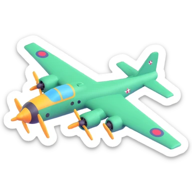 bomber airplane flying sticker