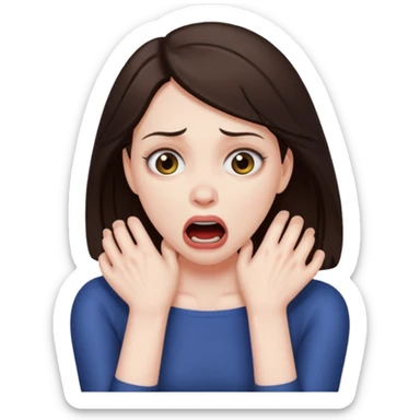 a brunette woman strangling herself sticker