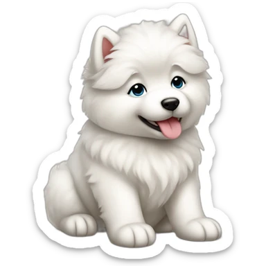 samoyed sit puppy full body sticker