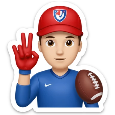  #1 glove first finger up football fan in blue (#00A3E0) and red (#F9423A)  sticker