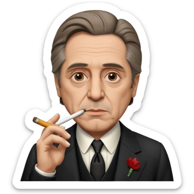 draw me brutal cold-blooded old al pacino from godfather, who will smoke ciggarete sticker