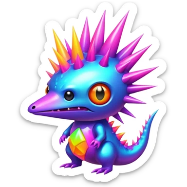 An exotic neon colorful unique bizarre eccentric Fakémon-creature sticker