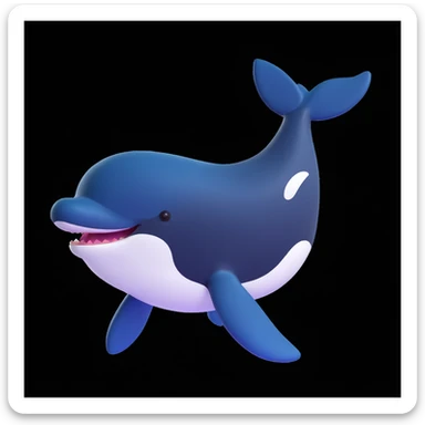 killer whale, 3d, cute cartoon, rounded shapes sticker