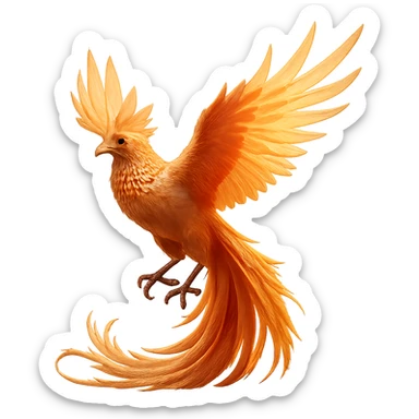 Remove the background to depict the full body of a photorealistic phoenix on a transparent background. sticker