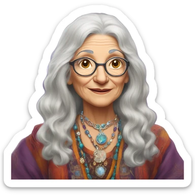 western astologer old lady sticker