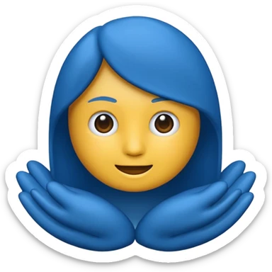 Emoji simples redondo azul com um sinal de certo no meio preto sticker