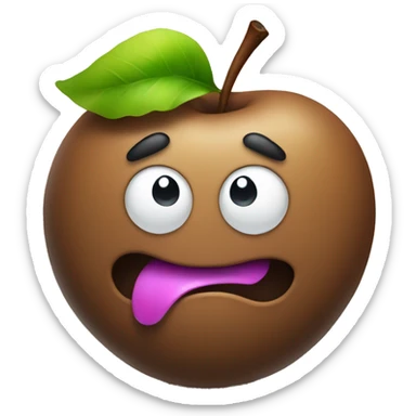 poop holding apple sticker