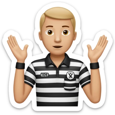 referee with raised arms crossed like an X sticker