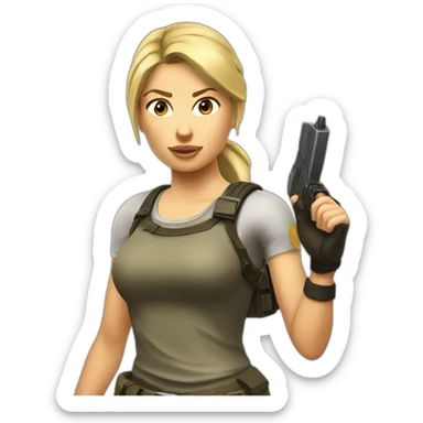 Blonde Lara croft sticker