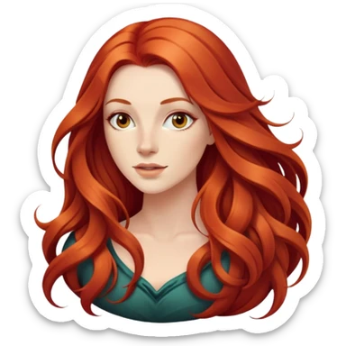 beautiful woman with long flowing red hair sticker
