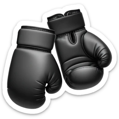 Minimalistic flat vector icon, iOS style, thin black contour on white background. Boxing gloves or a fighter silhouette in stance. sticker