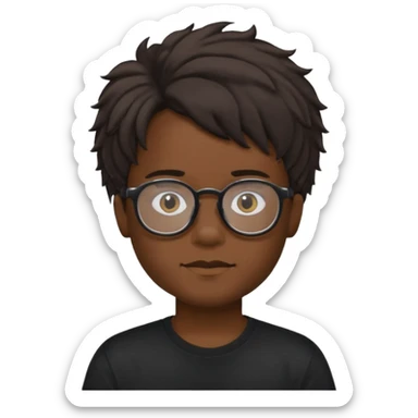  boy with freeform hair black t-shirt put a glasses black people sticker