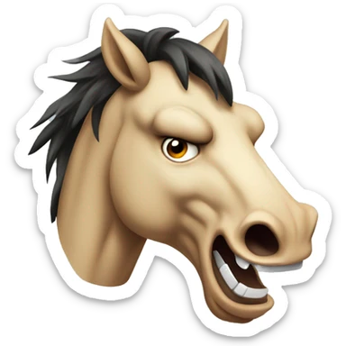 very long wild angry mad horse head sticker