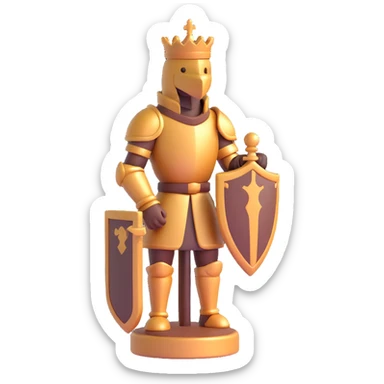 chess knight, 3D, brown, luxury, shiny sticker