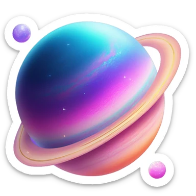 sparkly glittery blue purple and pink gradient planet with a cheesy saturn ring sticker