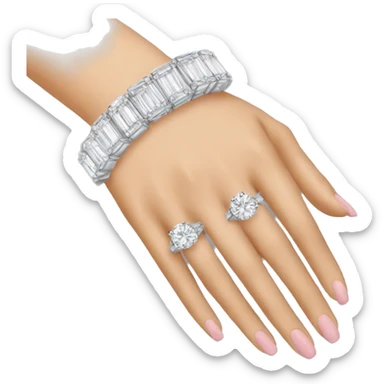 woman's hand with a super expensive ring sticker