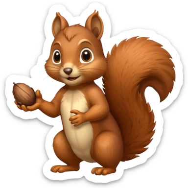 A playful squirrel holding an acorn with both paws.












































 sticker