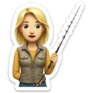 Blond lady fishing  sticker