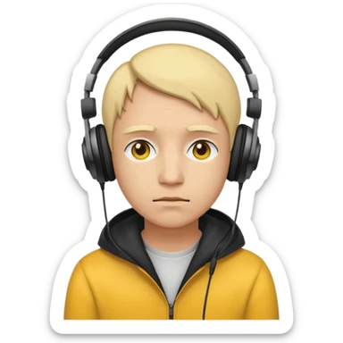 Sad face wearing headsphones with yellow face no nady sticker