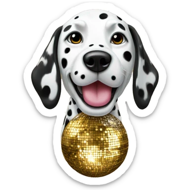 dalmatian on a gold disco ball sticker