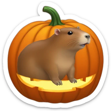 Capybara in a jack o lantern sticker