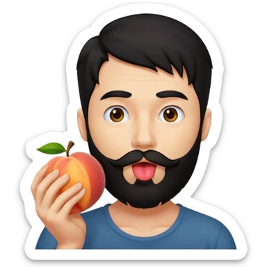 Black hair Man red beard licking peach sticker