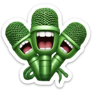 three-headed hydra holding a shure sm58 microphone in its paws sticker