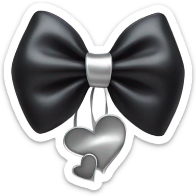 black bow with a silver heart bow in the center sticker