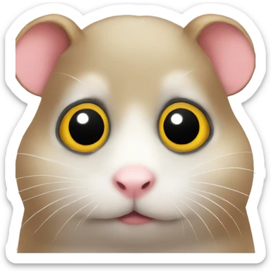 Hamster face  sad huge eyes and a ribbon sticker