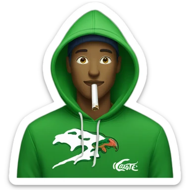 Guy smoking weed using lacoste hoodie sticker
