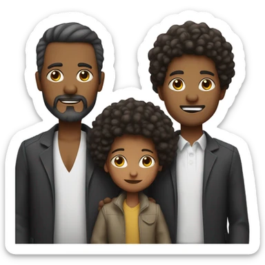 sin barba una familia solo con un padre y dos hijos, un hijo mayor que el otro afro. sticker