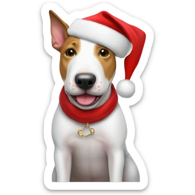 Bull terrier with Santa hat sticker