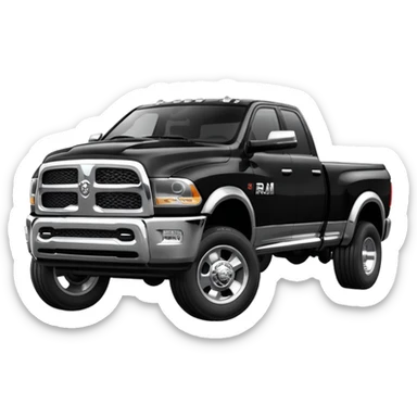 ram (brand) truck, dually type of truck, exterior color black sticker