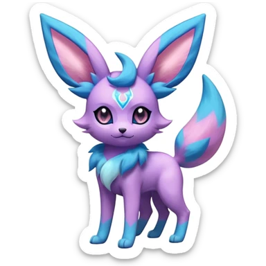 Futuristic Fluffy Celestial Magical Glaceon-Espeon-Sylveon-Umbreon-hybrid, full bod sticker
