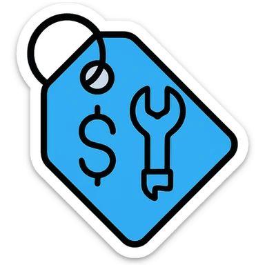 pricing emoji for plumbers, blue color, includes a wrench or pipe sticker
