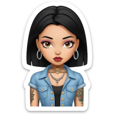 black haired pretty bratz baddie with tattoos sticker