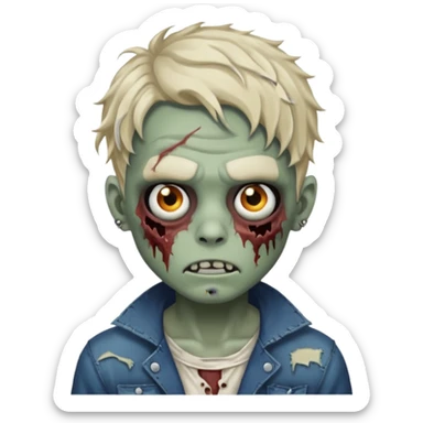 a zombie boy with eyebrow piercing and wavy medium hair sticker