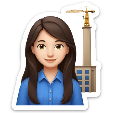 girl architect - brunette - 20 years old cute pose - long hair girl without eye glasses. pretty girl sticker