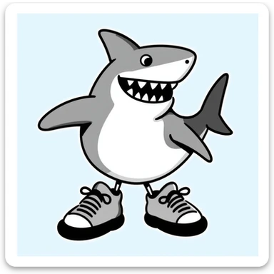 a shark wearing sneakers sticker