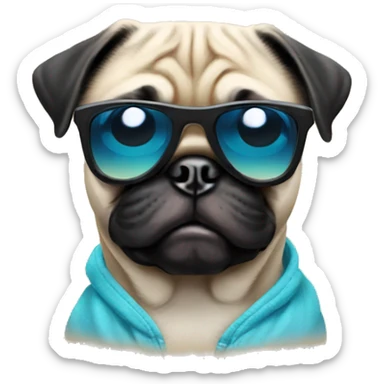 Cool pug with sunnies  sticker