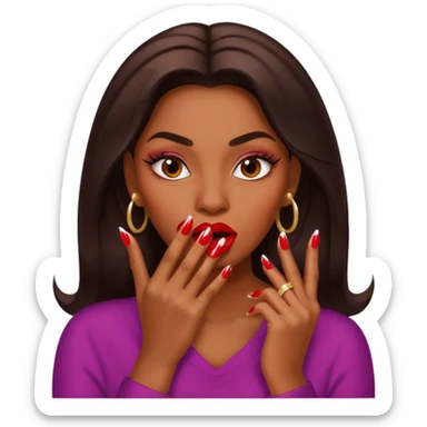 Big lips long nails bestie circle head biting her 1 nail sticker