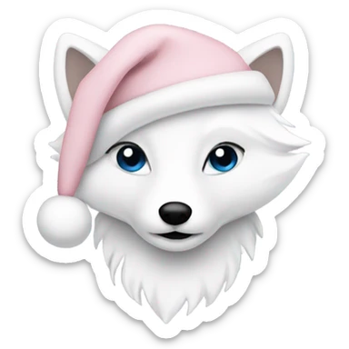 christmas arctic fox pale pink hat sticker