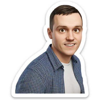 male portrait in plaid shirt sticker