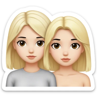 blond hair girl with black hair girl friends sticker