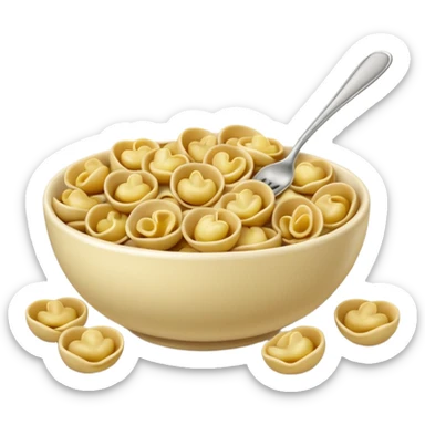 a bowl filled with realistic orecchiette pasta, appetizing and detailed, Apple emoji style sticker